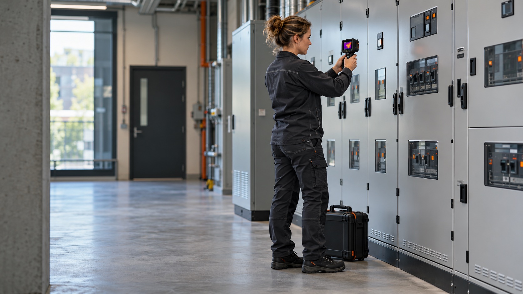 Illustratief AI-beeld van een inspecteur met een thermische camera